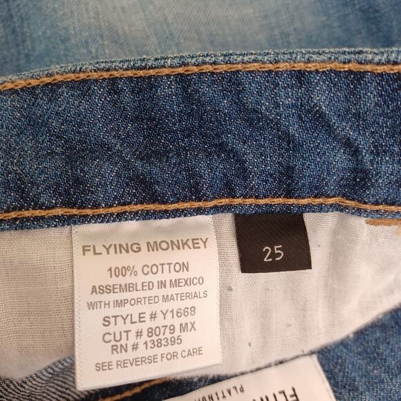 Y2k Style 100% cotton Flying Monkey Distressed Mini Skirt Size 25 blue denim - Picture 5 of 7